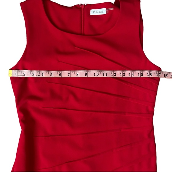 Calvin Klein Red Sleeveless Pleated Midi Sheath Dress - Picture 6 of 10